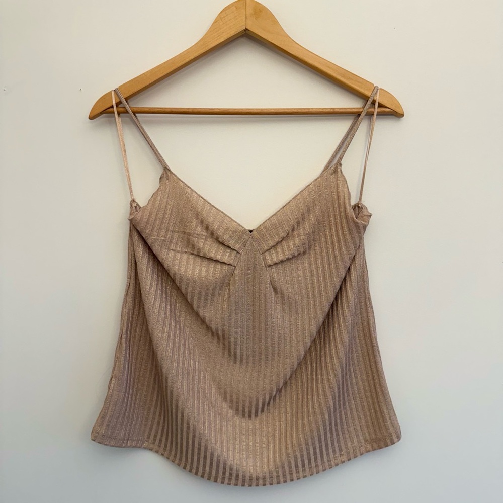 Dynamite Gold Shimmer Camisole | Metallic Satin Tank Top | Size Medium | NWT